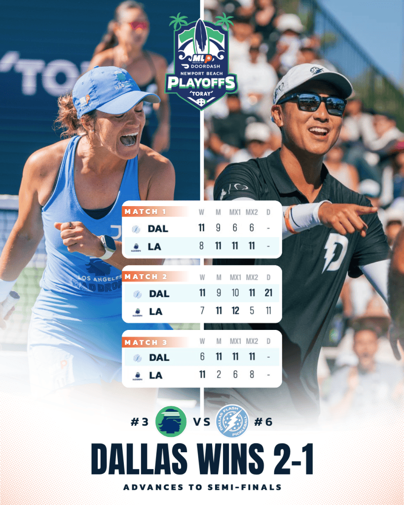 Excited players during Major League Pickleball playoffs at Newport Beach.