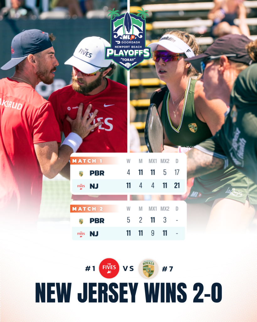 Players competing in Major League Pickleball playoffs at Newport Beach.