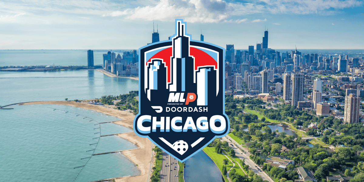 Chicago Major League Pickleball logo with city skyline background.