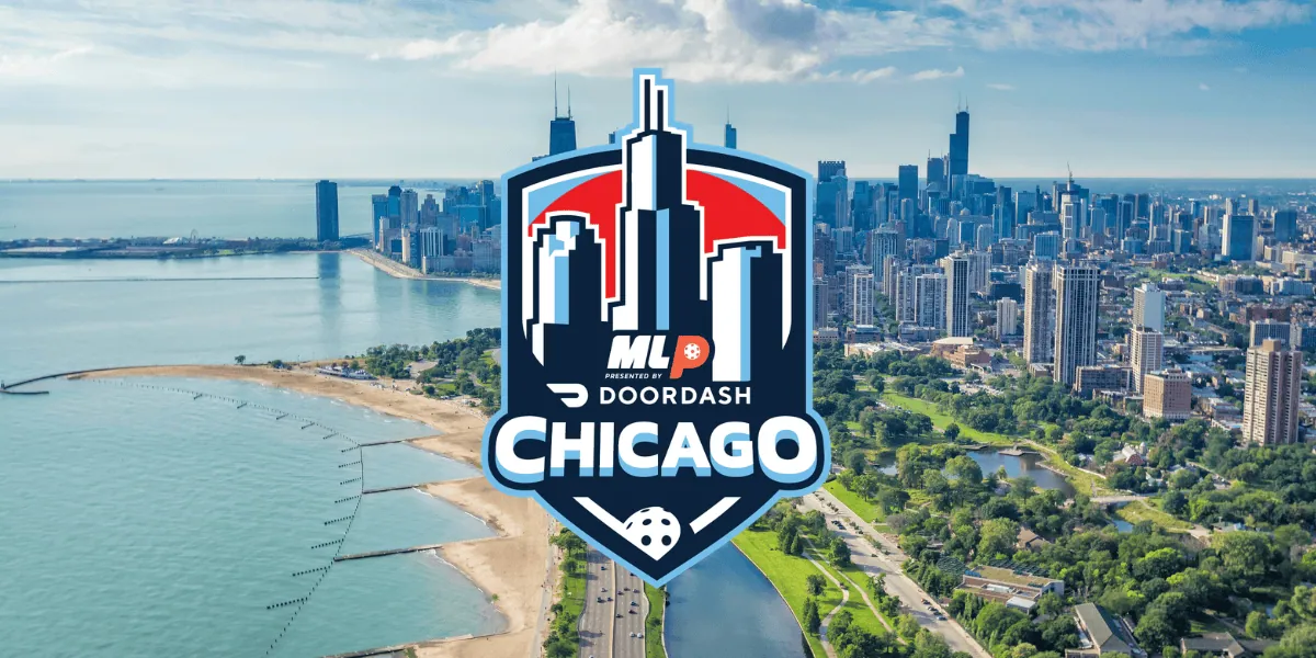 Chicago Major League Pickleball logo with city skyline background.