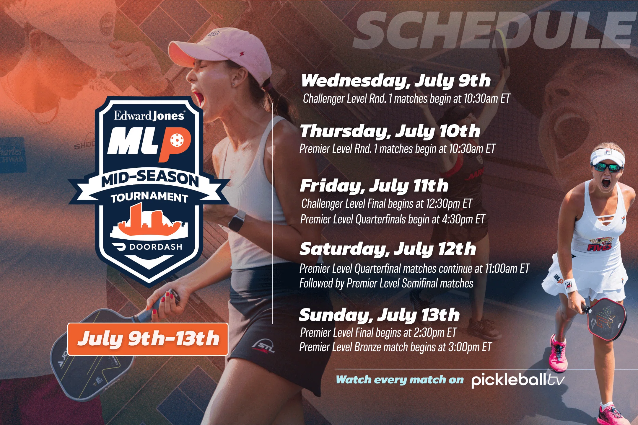 MLP Mid-Season Pickleball Tournament for all skill levels.