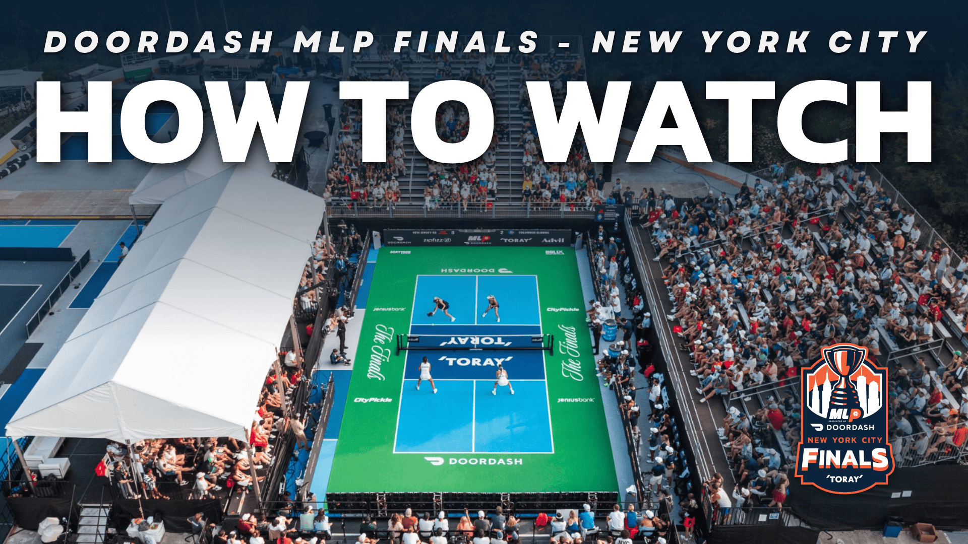 Crowd watching pickleball match at Major League Pickleball Finals in NYC.