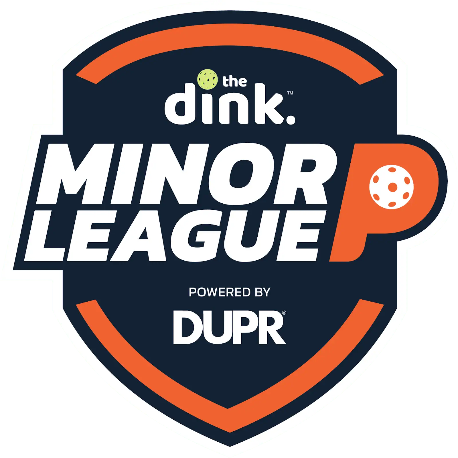 Major League Pickleball logo with DINK Minor League branding and pickleball graphics.